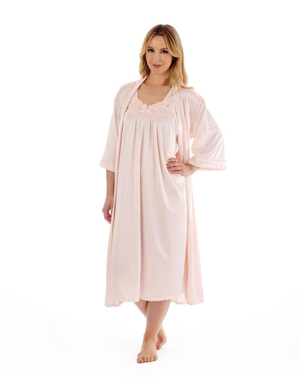 Slenderella Knitted Satin Embroidered Trim 44" Nightdress ND55402