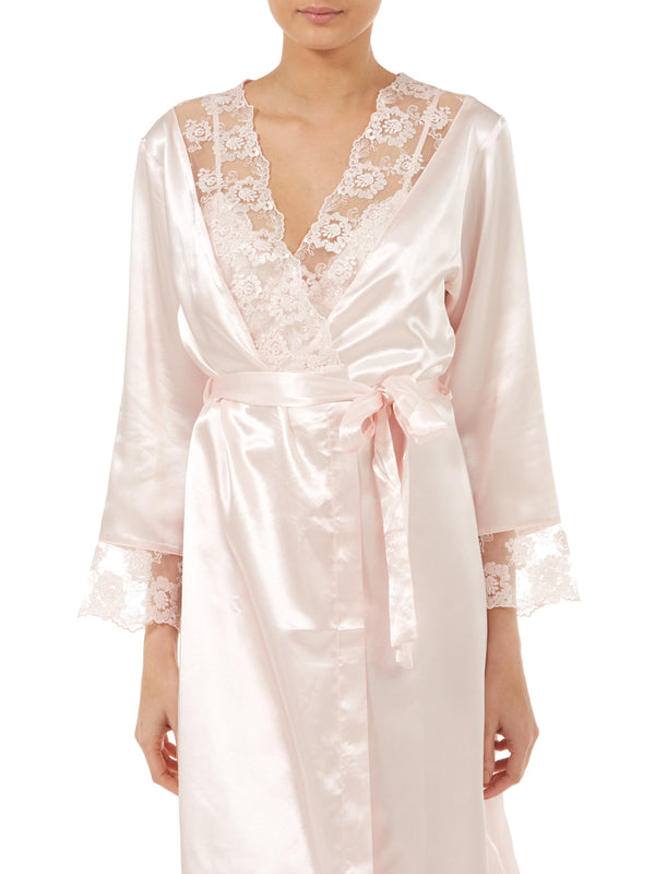 Slenderella Lace And Diamante Satin 50" Nightdress & 52" Wrap Set GL6752