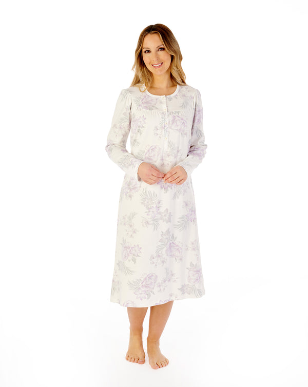 Slenderella Large Floral Interlock 45" Jersey Nightdress ND08121