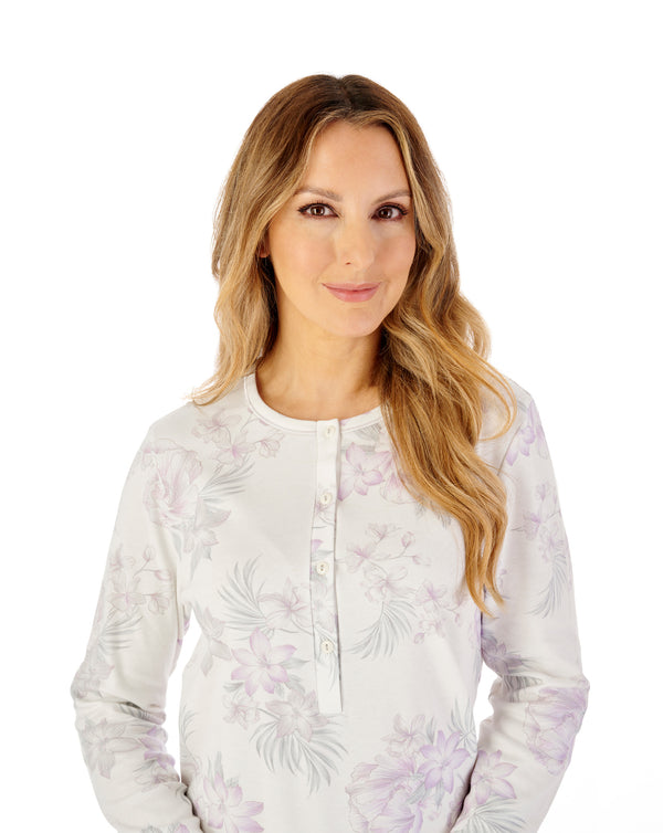Slenderella Large Floral Interlock Jersey Pyjama PJ08123