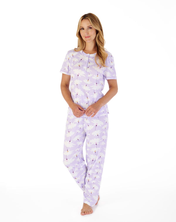 slenderella Large Floral Print Jersey Pyjama Set PJ03152
