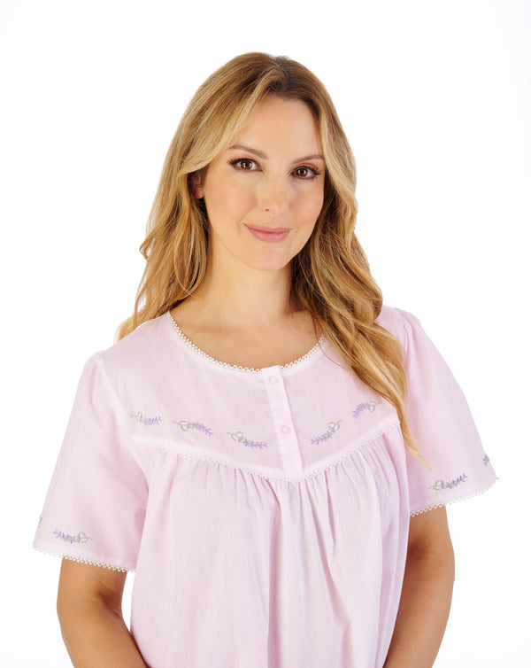 Slenderella Lavender Embroidered 42" Woven Nightdress ND04253