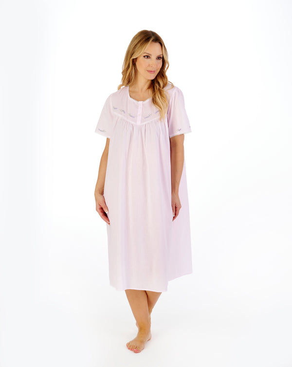 slenderella Lavender Embroidered 42" Woven Nightdress ND04253