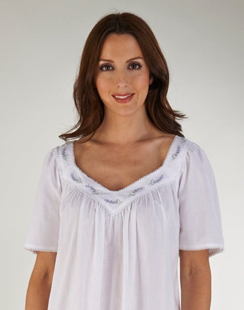 Slenderella Lavender Embroidered 46" Woven Nightdress ND04250