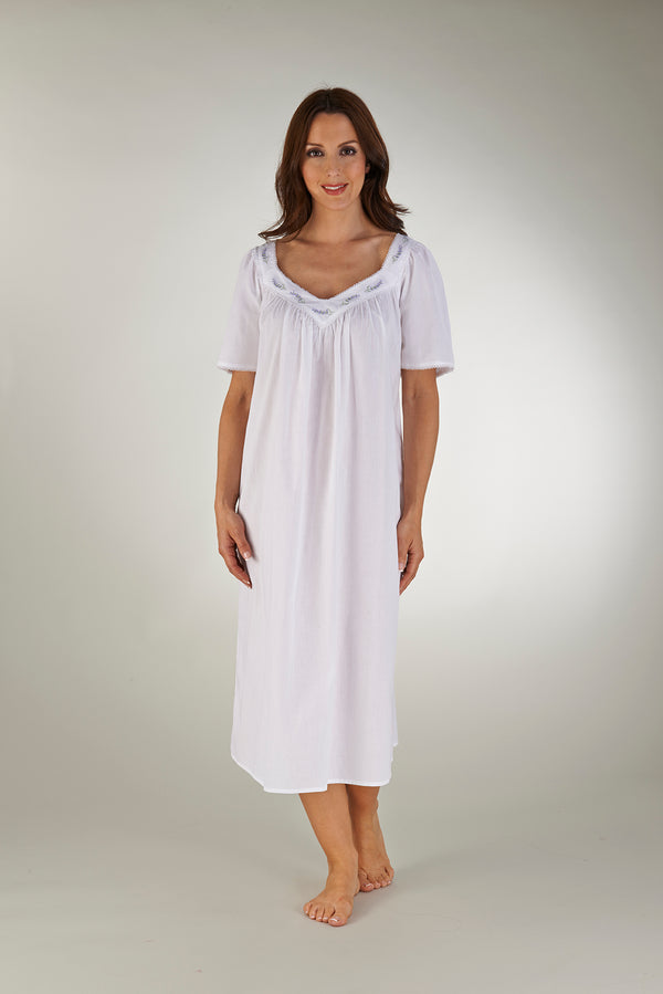 slenderella Lavender Embroidered 46" Woven Nightdress ND04250