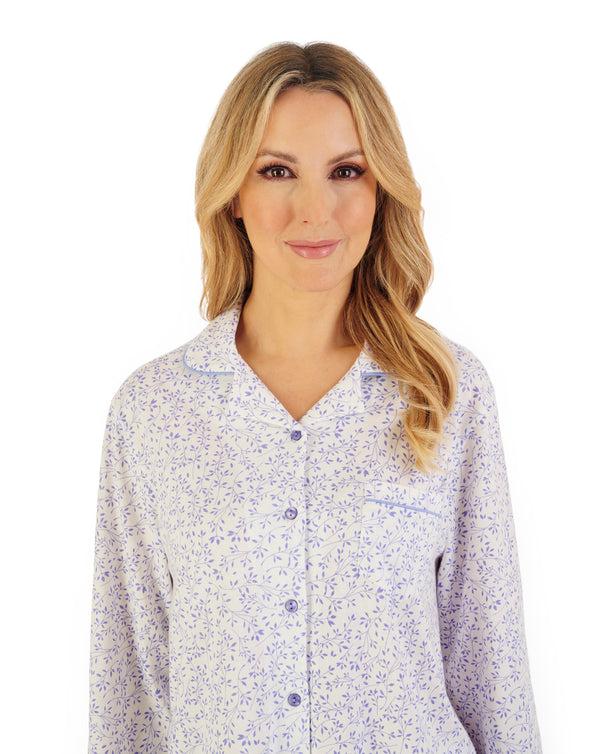 Slenderella Leaf Print Tailored Jersey Pyjama PJ06103