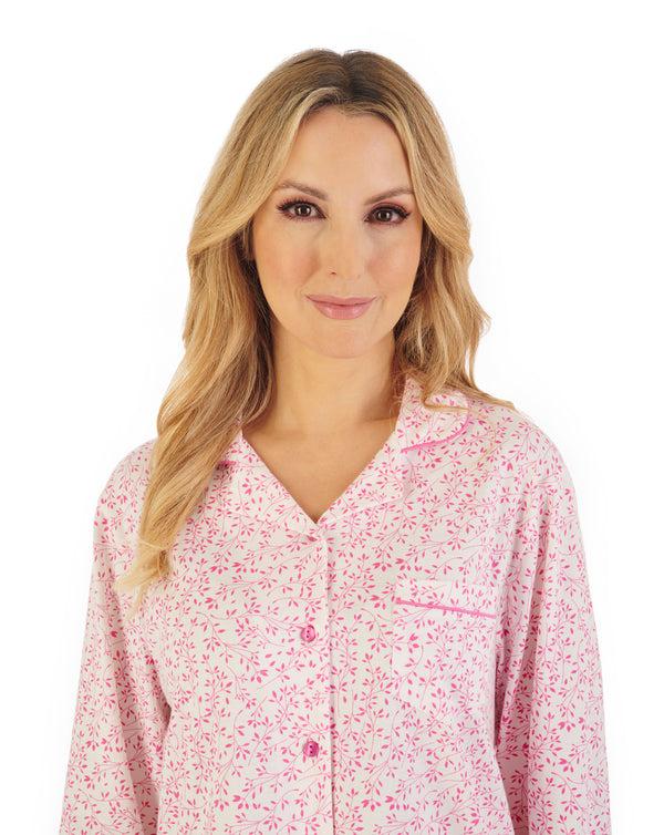 Slenderella Leaf Print Tailored Jersey Pyjama PJ06103