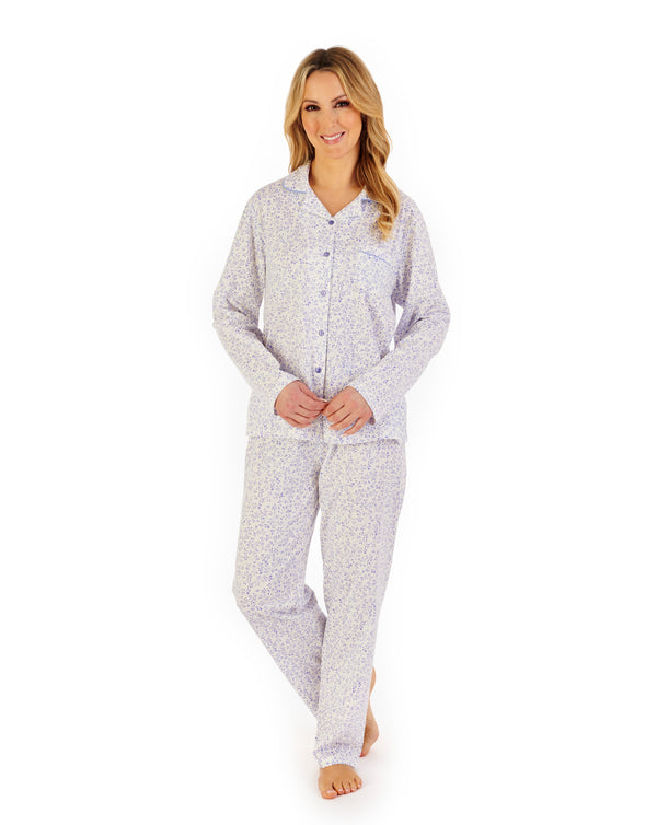 slenderella Leaf Print Tailored Jersey Pyjama PJ06103
