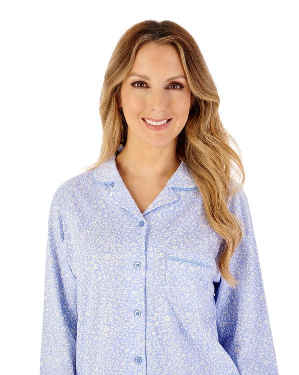 Slenderella Leaf Print Tailored Jersey Pyjama PJ08113