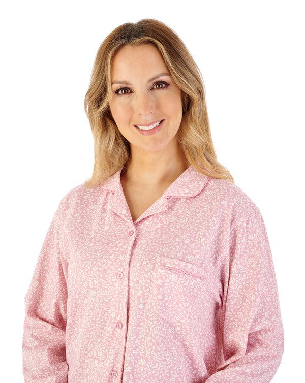 Slenderella Leaf Print Tailored Jersey Pyjama PJ08113