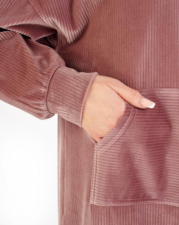 Slenderella Lounge Velour Stripe 38" Hooded Nightdress GL06710