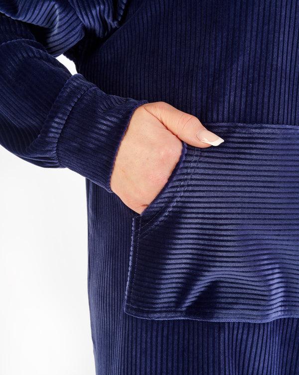 Slenderella Lounge Velour Stripe 38" Hooded Nightdress GL06710