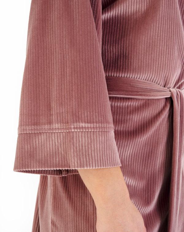 Slenderella Lounge Velour Stripe 40" Kimono Wrap GL06713