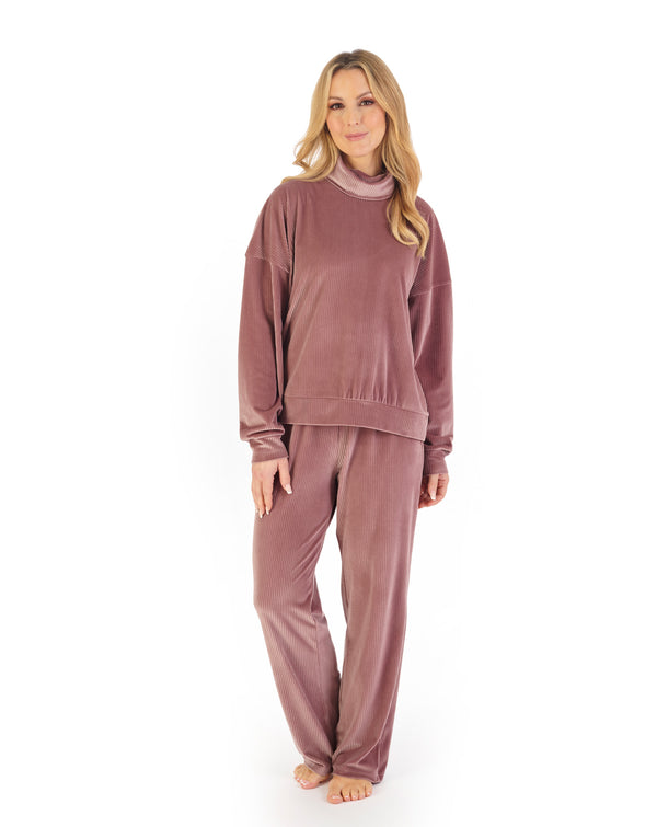 Slenderella Lounge Velour Stripe Lounge Pyjama GL06711