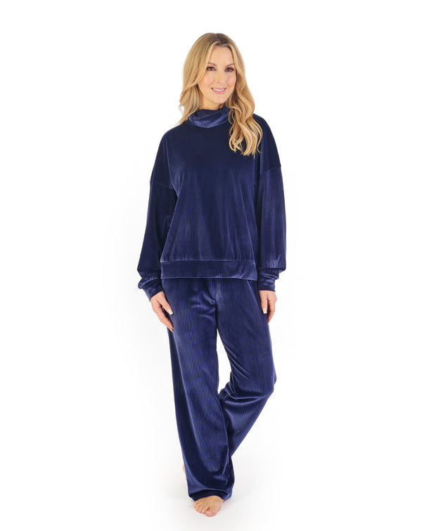 slenderella Lounge Velour Stripe Lounge Pyjama GL06711