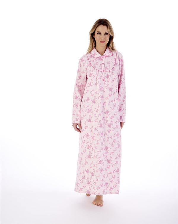 Slenderella Luxury Brushed Cotton Floral 51" Woven Nightdress ND02212