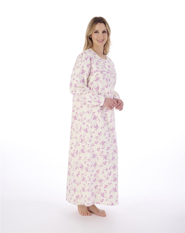 Slenderella Luxury Brushed Cotton Floral 51" Woven Nightdress ND02214