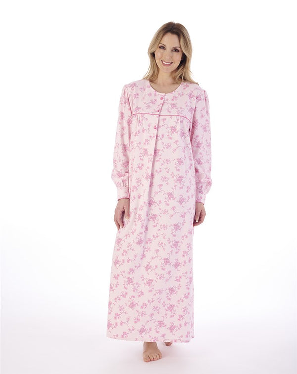 slenderella Luxury Brushed Cotton Floral 51" Woven Nightdress ND02214