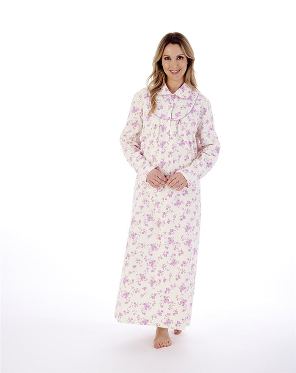 slenderella Luxury Brushed Cotton Floral 51" Woven Nightdress ND02212