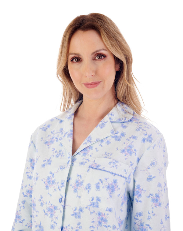 Slenderella Luxury Brushed Cotton Floral Woven Pyjama PJ02213
