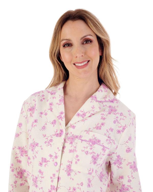 Slenderella Luxury Brushed Cotton Floral Woven Pyjama PJ02213