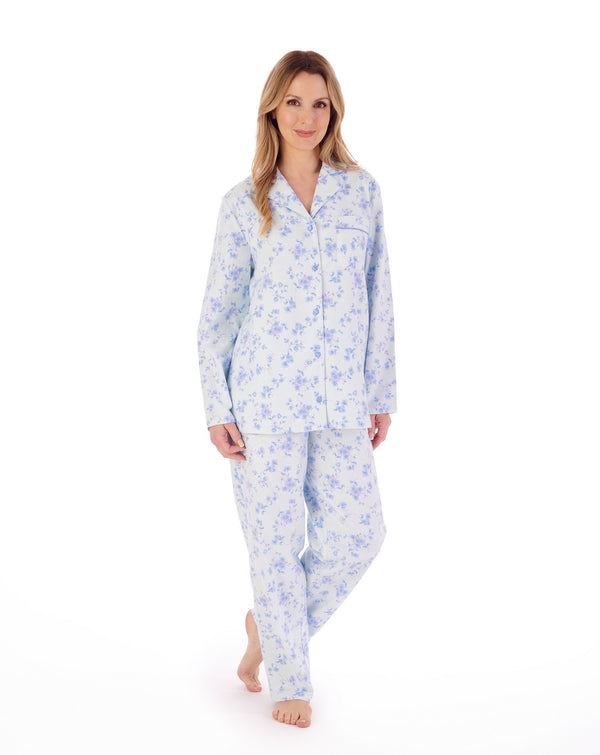 slenderella Luxury Brushed Cotton Floral Woven Pyjama PJ02213