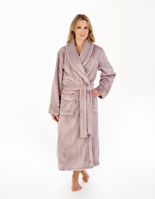 Slenderella Luxury Flannel Fleece 48" Shawl Collar Wrap HC4342