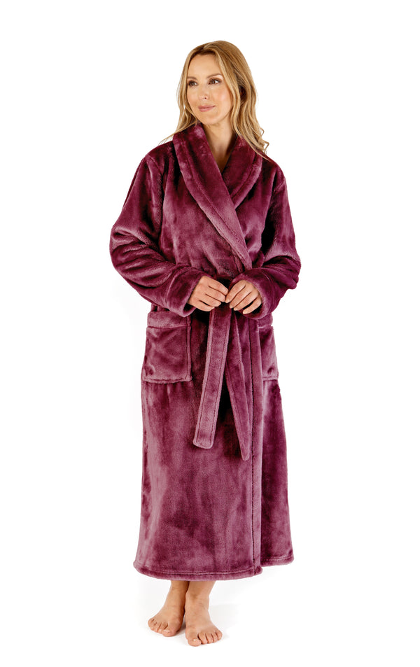 slenderella Luxury Flannel Fleece 48" Shawl Collar Wrap HC4342