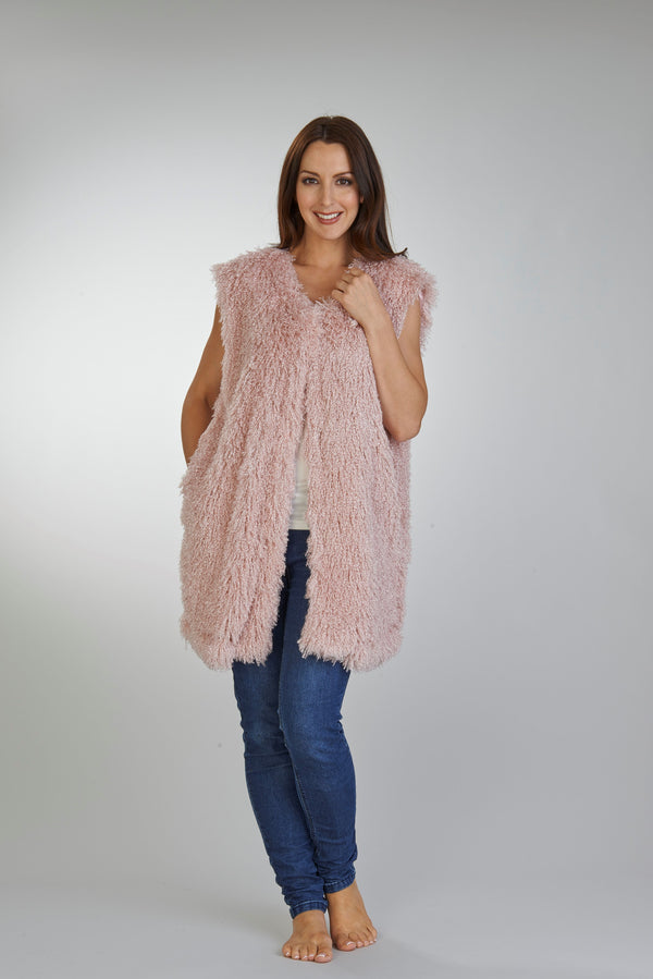 Slenderella Luxury Mongolian Faux Fur 32" Gilet GT02362
