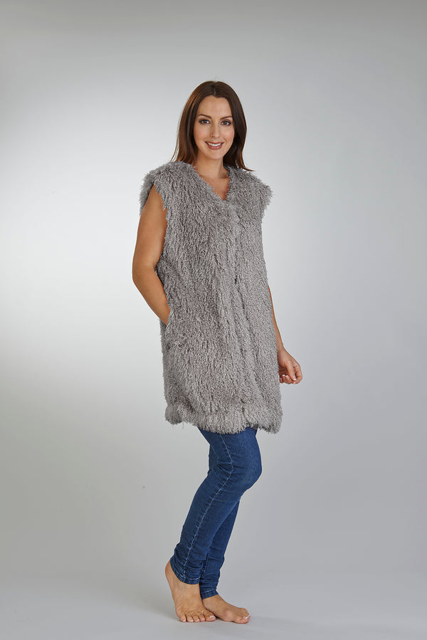 Slenderella Luxury Mongolian Faux Fur 32" Gilet GT02362