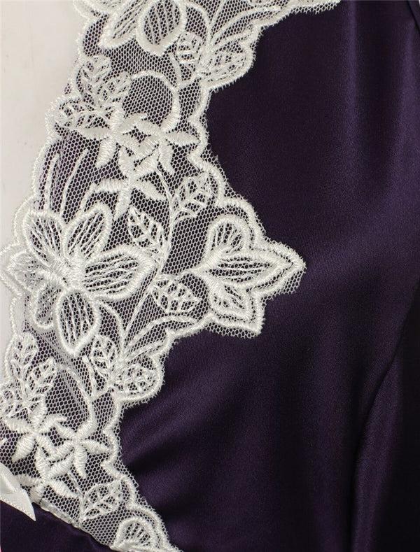 Slenderella Luxury Satin 48" Nightdress With Lace Applique GL2765