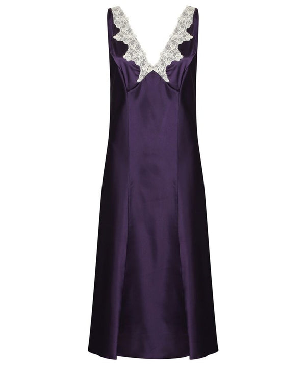 slenderella Luxury Satin 48" Nightdress with Lace Applique GL2765