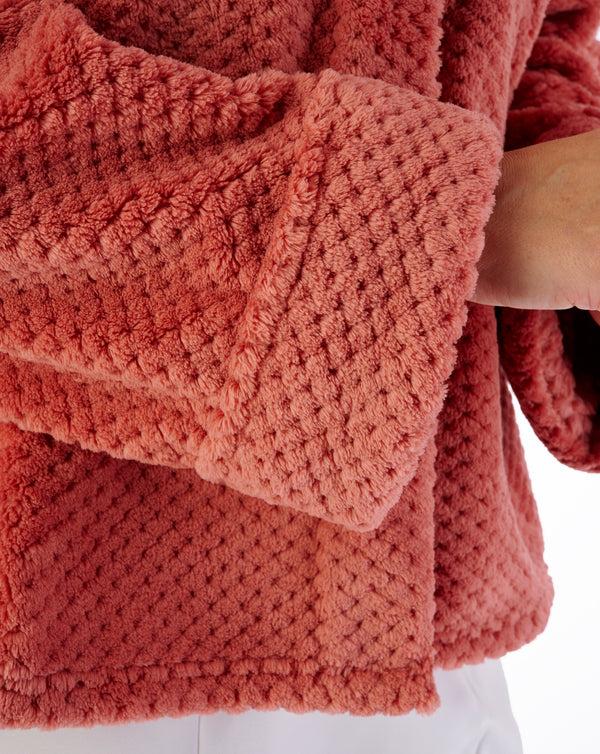 Slenderella Luxury Waffle Fleece 24" Button Top Bedjacket BJ4325