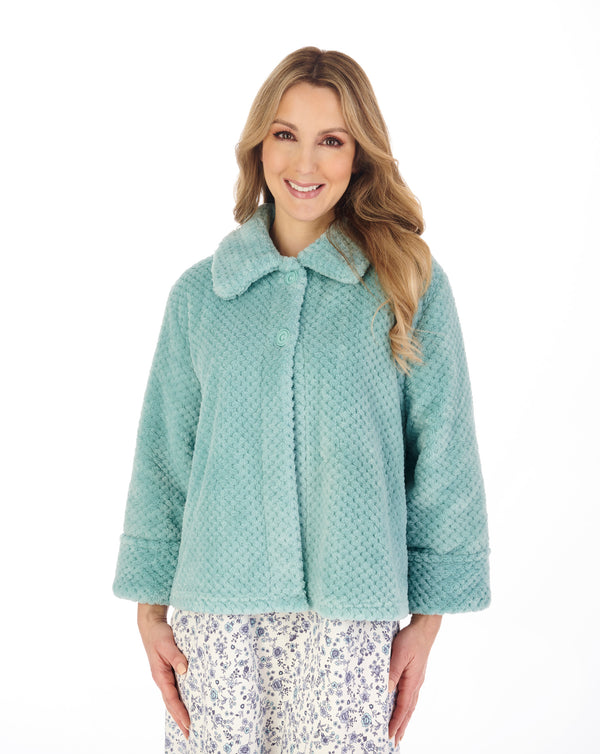 Slenderella Luxury Waffle Fleece 24" Button Top Bedjacket BJ4325