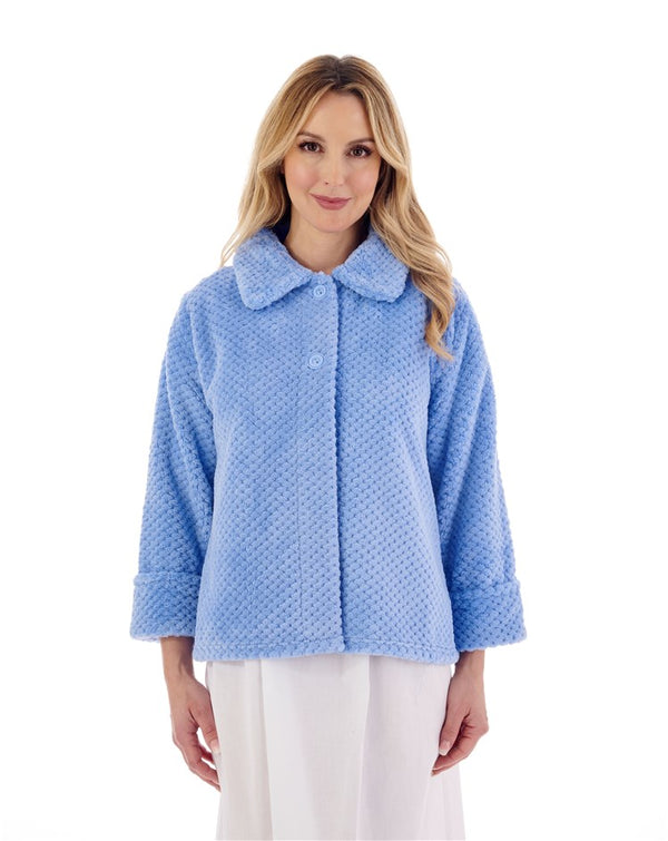 Slenderella Luxury Waffle Fleece 24" Button Top Bedjacket BJ4325