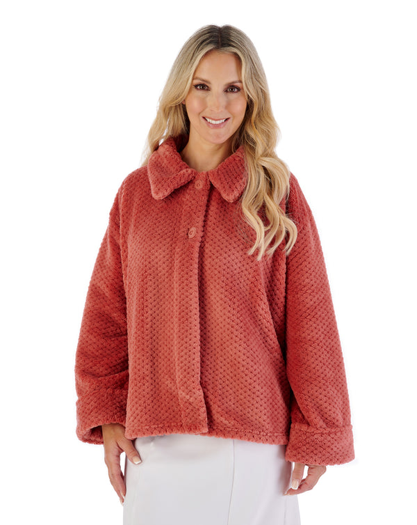 slenderella Luxury Waffle Fleece 24" Button Top Bedjacket BJ4325