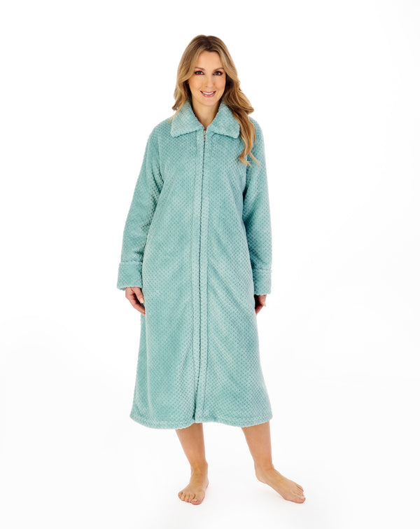 slenderella Luxury Waffle Fleece 46" Zip Through Housecoat HC4326
