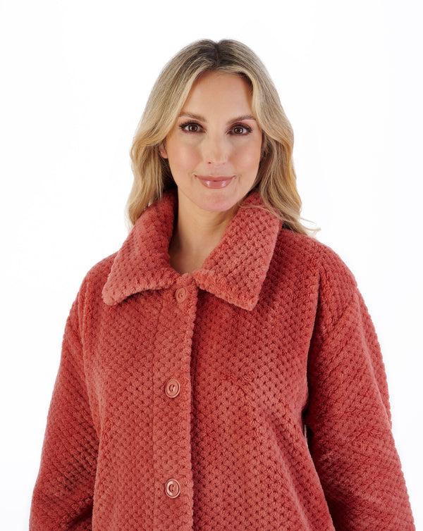 Slenderella Luxury Waffle Fleece 52" Button Through Housecoat HC4328