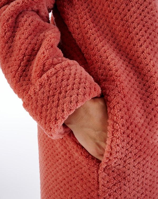 Slenderella Luxury Waffle Fleece 52" Button Through Housecoat HC4328