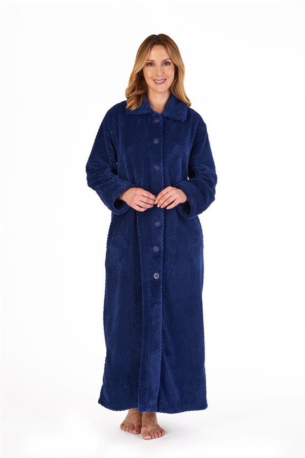 Slenderella Luxury Waffle Fleece 52" Button Through Housecoat HC4328