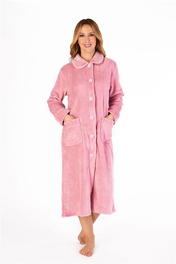 Slenderella Mini Waffle 46" Button Through Housecoat HC4301