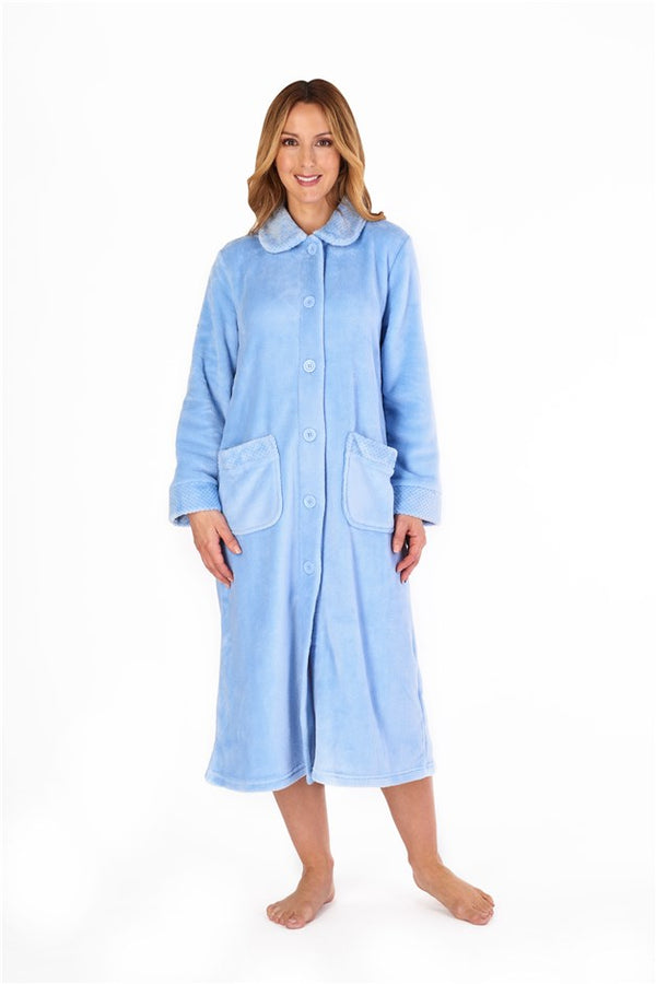 slenderella Mini Waffle 46" Button Through Housecoat HC4301