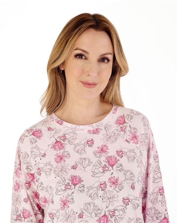 Slenderella Modern Floral Raglan Jersey Pyjama PJ88132