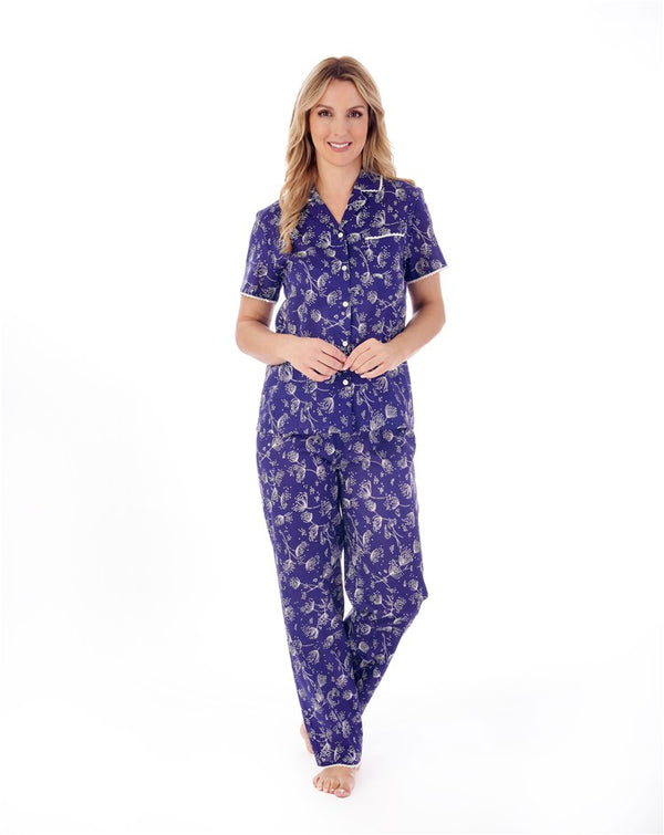 slenderella Modern Floral Woven Cotton Pyjama Set PJ01213