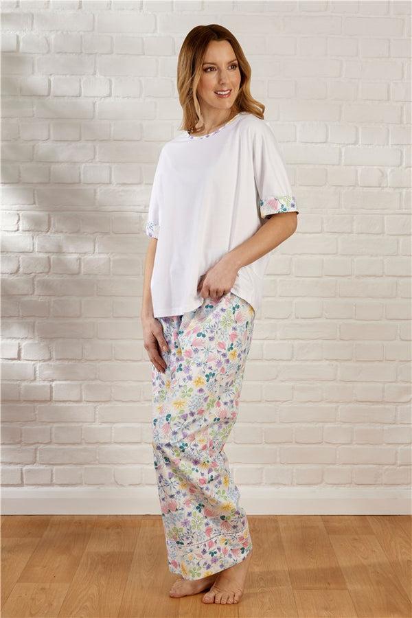 Slenderella Multi Coloured Floral Tailored Woven Pyjama PJ55263