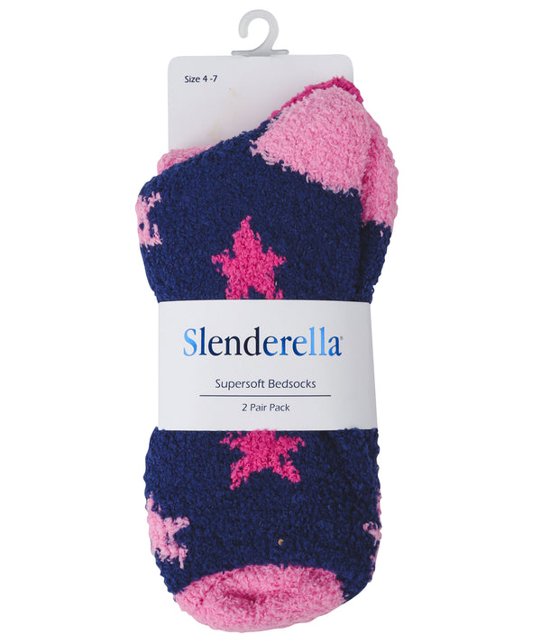 Slenderella Multi Star & Solid Colour Bedsock (2 Pair Pack) BS173