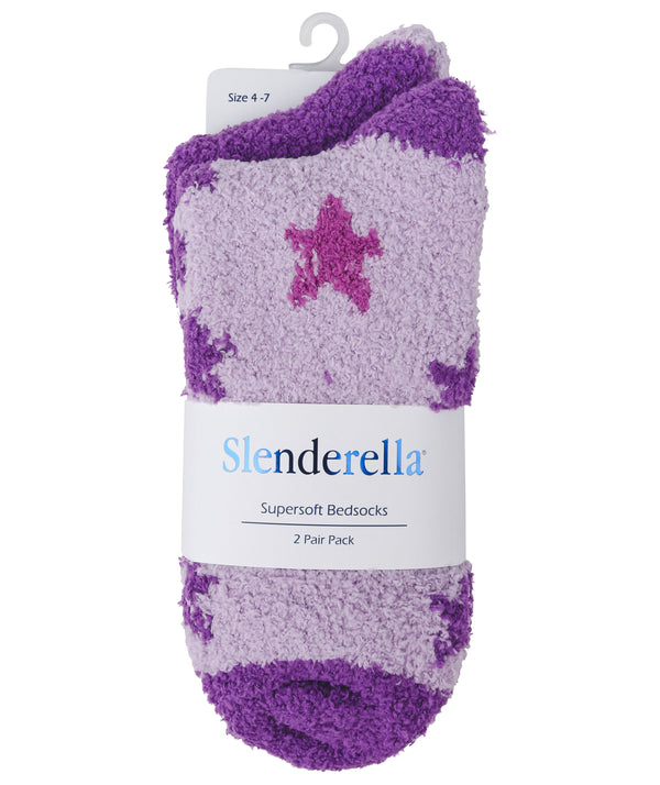 Slenderella Multi Star & Solid Colour Bedsock (2 Pair Pack) BS173