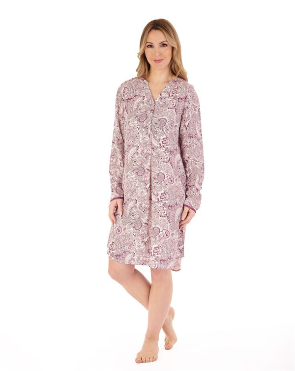 slenderella Paisley Print 38" Tailored Woven Nightshirt NS88225