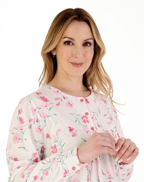 Slenderella Picot Trim Floral 50" Jersey Nightdress ND88109