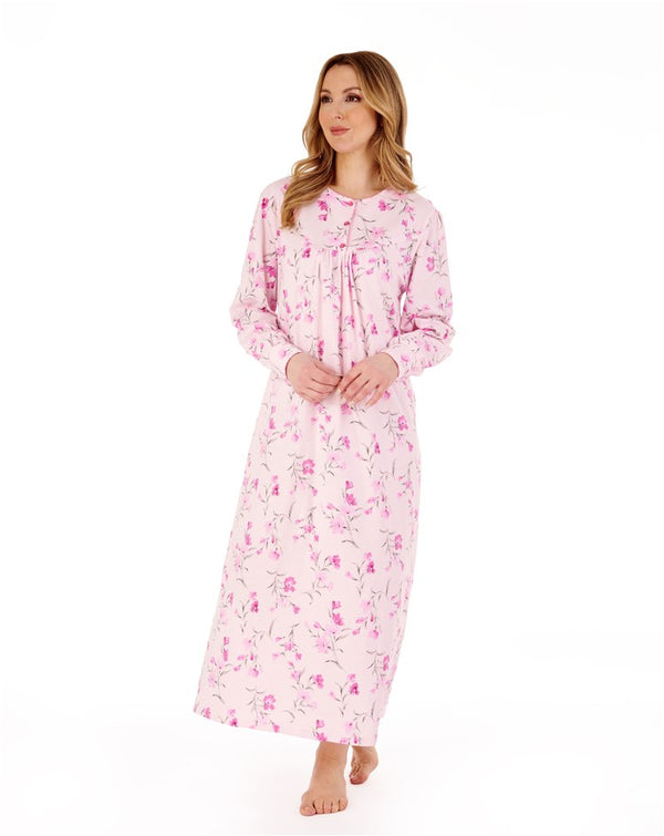 Slenderella Picot Trim Floral 50" Jersey Nightdress ND88109